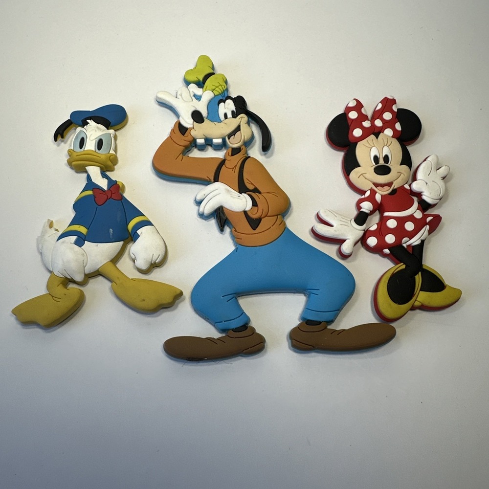 Disney Parks Donald Duck, Goofy & Minnie Mouse Refrigerator Magnets Rubber 3D